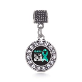 Inspired Silver - Batten Disease - Silver Memory Charm for Women - Circle Charm Jewelry Gift with Cubic Zirconia - Women's Charm for Bracelets