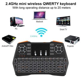 PUSOKEI Keyboard with Touchpad, Multifunctional Mini Keyboard with LED Backlight, Rechargeable Lithium Battery for Computers/Laptop