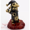 Solid Brass Amber Figurine of Dachshund in Nightcap with candy