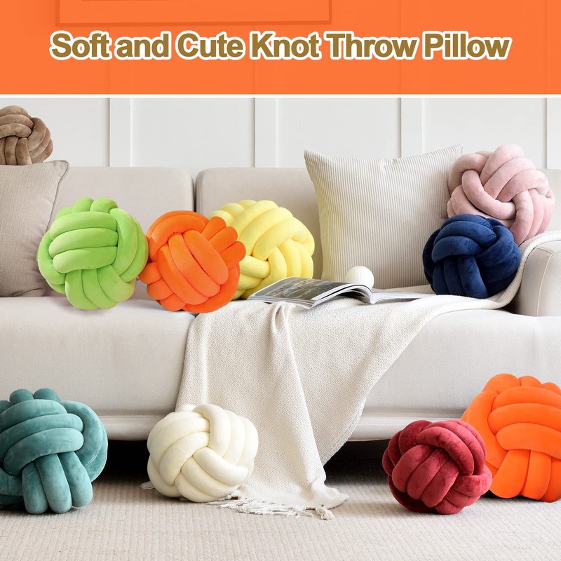 ZAKUN Knot Pillow Ball, Soft Round Throw Pillow Cushion Home