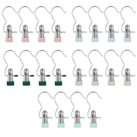 AWAVM 20PCS Portable Hanging Clothes Clip, Metal Anti Slip Hook, Portable Laundry Hooks, Hat Storage Clothes Clip, Home Towel Clip, Sock Clip Hook, Travel and Home, Colorful