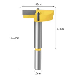 Meccion Carbide Forstner Drill Bit Wood Hole Cutter, Professional Woodworking Project Hole Saw Drill, Length 45 mm