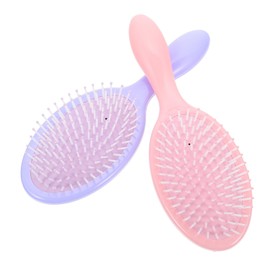 Minkissy 2pcs Hair Massage Combs for Detangling Comfortable Air-cushion Design Pink Purple Colors for All Hair Types at Home Travel