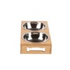 Bamboo Pet Double Bowl Cartoon Prevent Slipping Easy to Clean