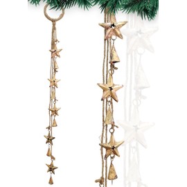 HIGHBIX Rustic Hanging Shabby Chic Bells Star Shape Cluster Vintage-Style Handcrafted Metal Bells for Farmhouse, Garden and Christmas Decor