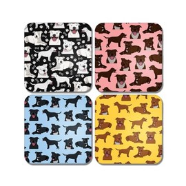 4 x Square Staffy Dog Coasters - Staffordshire Bull Terrier Pets Staffie Animal Puppy Kids Boys Girls Dad Mum Family Drinks Home Set #81110