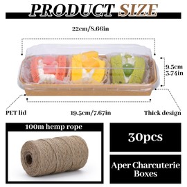 Fniiva 30 Pack Paper Bowls, 8.4"x3.3"x2.2" Disposable Food Containers with Lids, Disposable Bowls with Lids, Disposable Salad Bowls for Diet Salad Ice Cream Yogurt