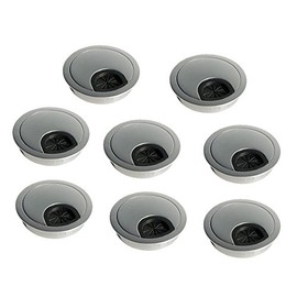 Emuca 5070864 Round built-in metal grommet for table/desk/worktop, Ø60mm, Matt chrome, Set of 8