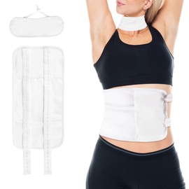 Castor Oil Pack Wrap - Taotop Organic Castor Oil Pack for Liver Detox, Reusable Castor Oil Pack Kit with Adjustable Elastic Strap, Machine Washable, Anti Oil Leak (White)