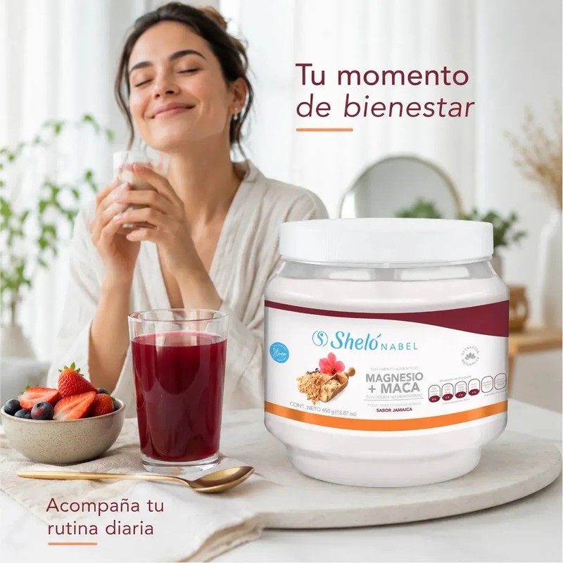 Colágeno Hidrolizado con Maca y Magnesio Sabor Jamaica 450g Sheló