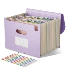 EcoStash Accordion File Organizer, 12 Pockets Wheat Straw Expanding File Folders, Monthly Bill Receipt Organizer, 100% BPA Free, Return to Nature, Healthy Living, Letter/A4 Size -Lavender Purple