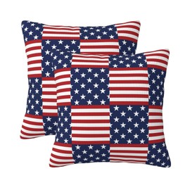 KiuLoam 4th of July Pillow Covers 18x18 Set of 2 Patriotic American Flag Decorative Throw Pillow Covers Outdoor Vintage Cushion Cases for Sofa Couch Bed Living Room Decor