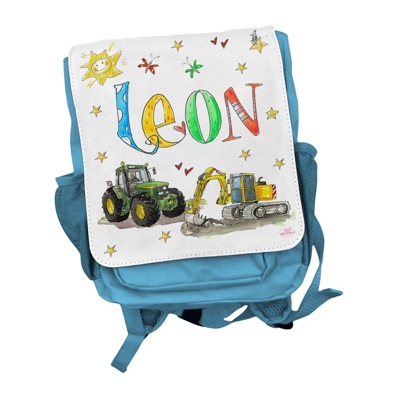 Rucksack Kindergarten personalisiert, Trecker Bagger, Rosirosinchen, personalisierter Kinderrucksack Traktor Bagger