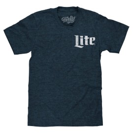 Tee Luv Men's Miller Lite Shirt - Double Sided Miller Light Beer Logo Shirt (Denim Black Heather) (XL)