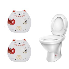 DDBONE 2 PCS Toilet Floor Bolt Caps,Decorative Toilet Bolt Covers Ceramic Frog Ceramic Toilet Bolt Covers Installation Free Statues Home Bathroom Decor (cat)