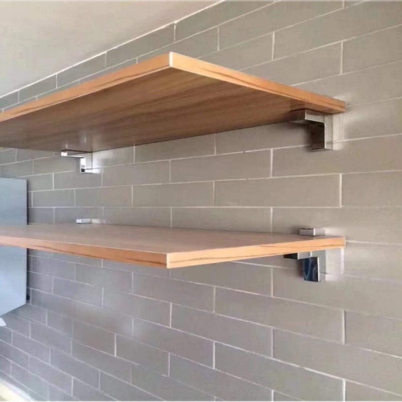 4 Pcs Adjustable Wood/Glass Floating Shelf Brackets Wall Mount, Polished