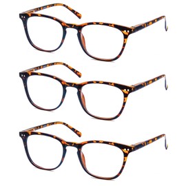 HAPJOYS 3 Pack Reading Glasses Women Men Stylish Oval Readers Flexible Spring Hinge Tortoise Glasses Reading +3.00