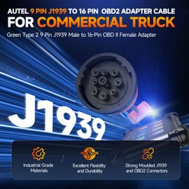2025 Autel Green Type 2 J1939 Male to 16Pin Female OBD2 Adapter, 16Pin to 9Pin J1939 OBD Port, 30CM Extension Cable