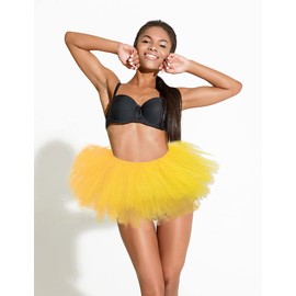 Tutu Skirt 5 Layered with Heart Sunglasses Tutus Tulle Ballet Tutu Skirts for Women & Girls Party Dance Dress (Yellow)