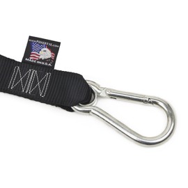 PowerTye 1.5in x 6.5ft Heavy Duty Ratchet Tie-Down Straps with Soft-Tye and Carabiner Hooks - 1,000 lb Working Load Limit / 3,000 lb Breaking Strength - Made in USA - Black/Black Pair
