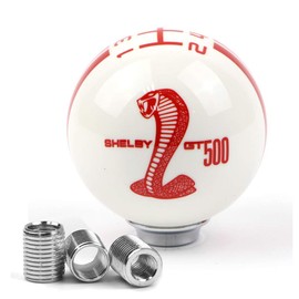 Dreamseek for Ford Mustang Car Gear Shift Knob 5 Speed Cobra Logo Manual Handle Ball (Red)