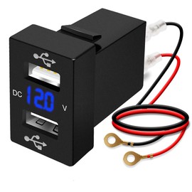 Palumma Power Socket for Toyota Vehicles, 2 USB Ports, USB Connection Communication Panel, Digital, 12 V Voltmeter, Safe, DIY Installation, Car Charger, Smartphone Charging (1.3 x 0.9 inches (33 x 23