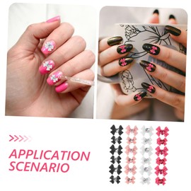 Healeved Bow Nail Decorations 40pcs Rhinestone Nail Charms Elegant Manicure Jewelry