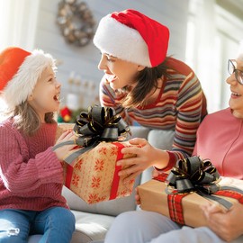 Pull Bows 10 Pcs Bows for Gift Wrapping 6 inch Christmas Bows Large Organza Ribbon Pull Bows for Christmas Wedding Party Flower Decoration Gift Bows Boxes Basket Valentine for Gift Present Black