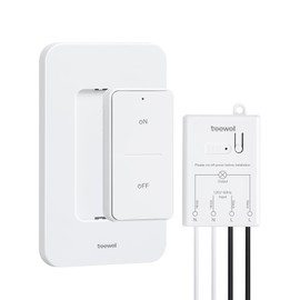 TREEWELL Wireless Light Switch and Receiver Kit, 200FT RF Range Remote Control Light Switch, No Rewiring, No Interference, Wireless Wall Switch for Ceiling Light, Fans, Lamps, Pre-Programmed
