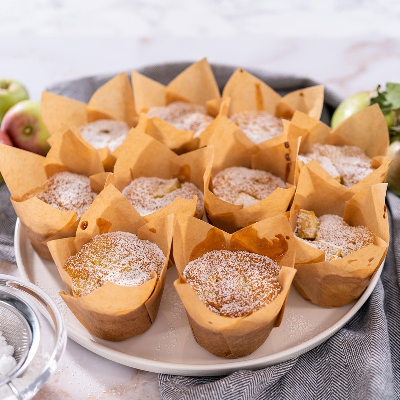 HARFINGTON 50pcs Tulip Cupcake Liners Greaseproof Baking Cups Paper Cupcake