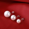 3 Pairs of Earrings Pearl Silver 925 Pearl Earrings Women's
