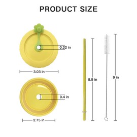 Mason Jar Lids,Plastic Regular Mouth Mason Canning Lids with Straw Hole/Plastic Straws/Silicone Stoppers/Silicone Rings/Cleaning Brush,Decorative Mason Jar Caps for Drinking&Food Storage,26 Pcs