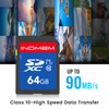 INDMEM 64GB SD Card, High Speed up to 90M/S, C10/U3/V30,