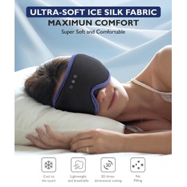 LC-dolida Sleep Mask with Headphones Bluetooth 5.4, 3D Sleeping Headphones for Side Sleepers Bluetooth Sleep Mask Blackout Bluetooth Eye Mask for Sleeping Travel Meditation Men Women