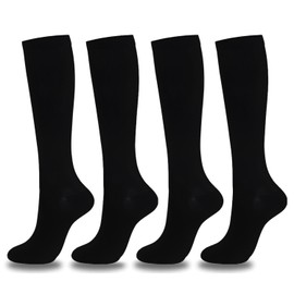 Wodoso 4pares Calcetines de compresión(L-XL),Pares de Calcetines de Compresión para Mujeres y Hombres de 15 a 25 mmHg son los Mejores Deportivos y Médicos Calcetines Para Correr, volar, viajar