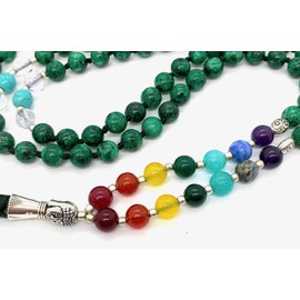 Energized 7 Chakra mala Hand Knotted 108 mala Beads Necklaces - Japa mala - Buddhist Prayer Beads - Meditation Beads - Healing Crystals for Men Women (Verd Green Jade 4th Chakra Heart Chakra Mala)