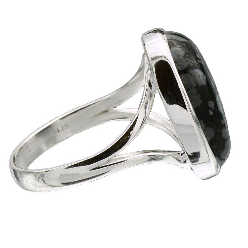 I-be, Snowflake Obsidian Ring Oval 925 Silver 105812/13x18, Silver, Obsidian