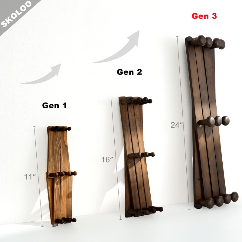 SKOLOO Wooden Wall Hat Rack, Large Accordion Wall Hanger, Modern,