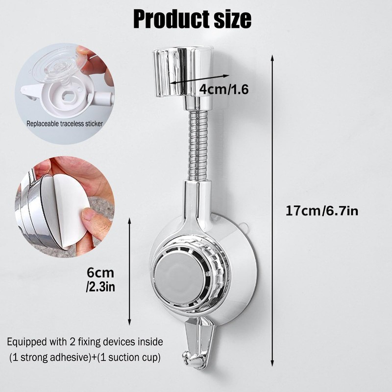 Shower Head Showerhead Holder Bracket Suction Cup Wall Mount Adjustable