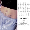 Initial Dangle Belly Button Rings | Embellished with CZ Crystals