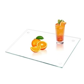 Garvee Tempered Glass Cutting Board with Rubber Feet, Rectangle Non-Slip Chopping Plate, Clear Glass Board for Countertop, Long Lasting Clear Tray, Shatter-Resistant, Heat-Resistant