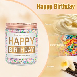 Happy Birthday Candle Gifts for Women, Vanilla Cream Birthday Candle, Unique Birthday Gifts for Her Best Friend Women, 7oz Soy Wax Scented Candle