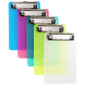 Mity rain Plastic Colorful Mini Clipboard, Pretty Cute Clipboard Memo Size Pocket Clip Boards 4.7x7.3 Inch A6 Clipboards for classrooms, Offices, Restaurants, Doctor Offices - Set of 5