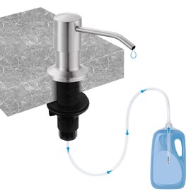 Soap Dispenser for Kitchen Sink, Brushed Nickel Stainless Steel Finish Pump Head, Built in Countertop Dish Soap Dispensers with 47.2" Extension Tube kit, No More Refills