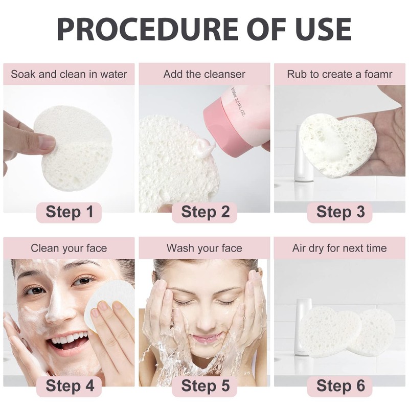 ClimbFun 50-Count Compressed Facial Sponges,100% Natural Cellulose Face Makeup Sponge