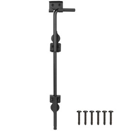 18 Inch Cane Bolt Gate Drop Rod Heavy Duty Gate Hardware, Gate Ground Latch for Wooden Fences, Metal Gates Doors Stopper for Gate Ground, Wrought Iron Gate Latches, Black Finish(1 Pack)