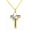 Padre Pio Blue Cross Necklace Stamped Made in Italy