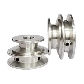 Aluminum Alloy 40/50mm Double Groove Pulley 8-20mm Fixed Bore V Shaped Pulley (8mm Hole Dia)