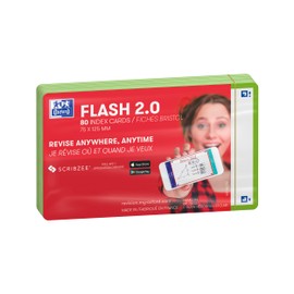 Oxford Flash 2.0 Index Cards A7, Flashcards, 75 x 125 mm, Blank, Green, 80 Sheets