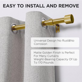 Joydeco Modern Curtain Rods for Windows 32 to 88 Decoractive Adjustable Window Rods Gold Blackout or Bedroom Living Room kitchen (Gold,32"-88")